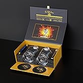 NOBLESIP® Whiskey GOLF Glasses 𝗣𝗥𝗘𝗠𝗜𝗨𝗠 Set: 2 Glasses, 2 Steel Chilling Balls, 2 Coasters. Best way for a player or fan to enjoy his Bourbon Old Fashioned Cocktails. Valentine's Day golfer gift