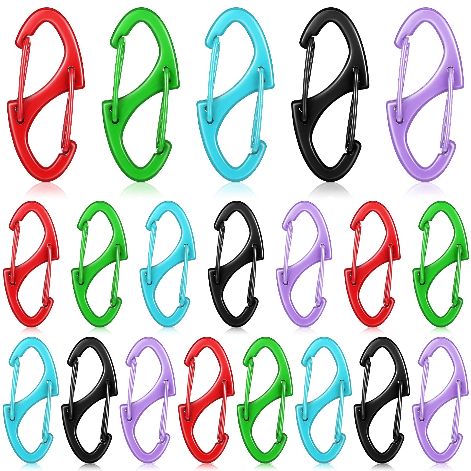 Photo 1 of Moxweyeni 20 Pcs Zipper Clip S Carabiner Clips Small Alloy Snap Hook Anti Theft 1. 6 Inch Mini Dual Wire Gate Interlocking Keychain Clip Attachment for Women Men Camping Hiking(Multi Colors)