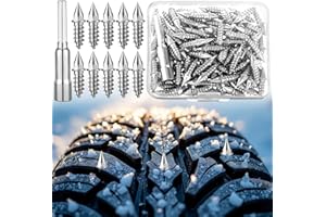 Shimeyao 100 Pcs 27 mm Tungsten Carbide Screw Tire Studs for Ice and Snow Anti-Slip Wheel Tyre Spike Screw in Tire Studs with Installation Tool for ATV Car Truck Bicycle Motorcycle Accessories