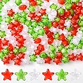 450 Pcs Christmas Pony Beads Star Pony Bead with Elastic String - Red, Green, White - Plastic Craft Beads for Jewelry Making, Earrings, Necklace, Bracelet, DIY Home Decor (Christmas Beads)