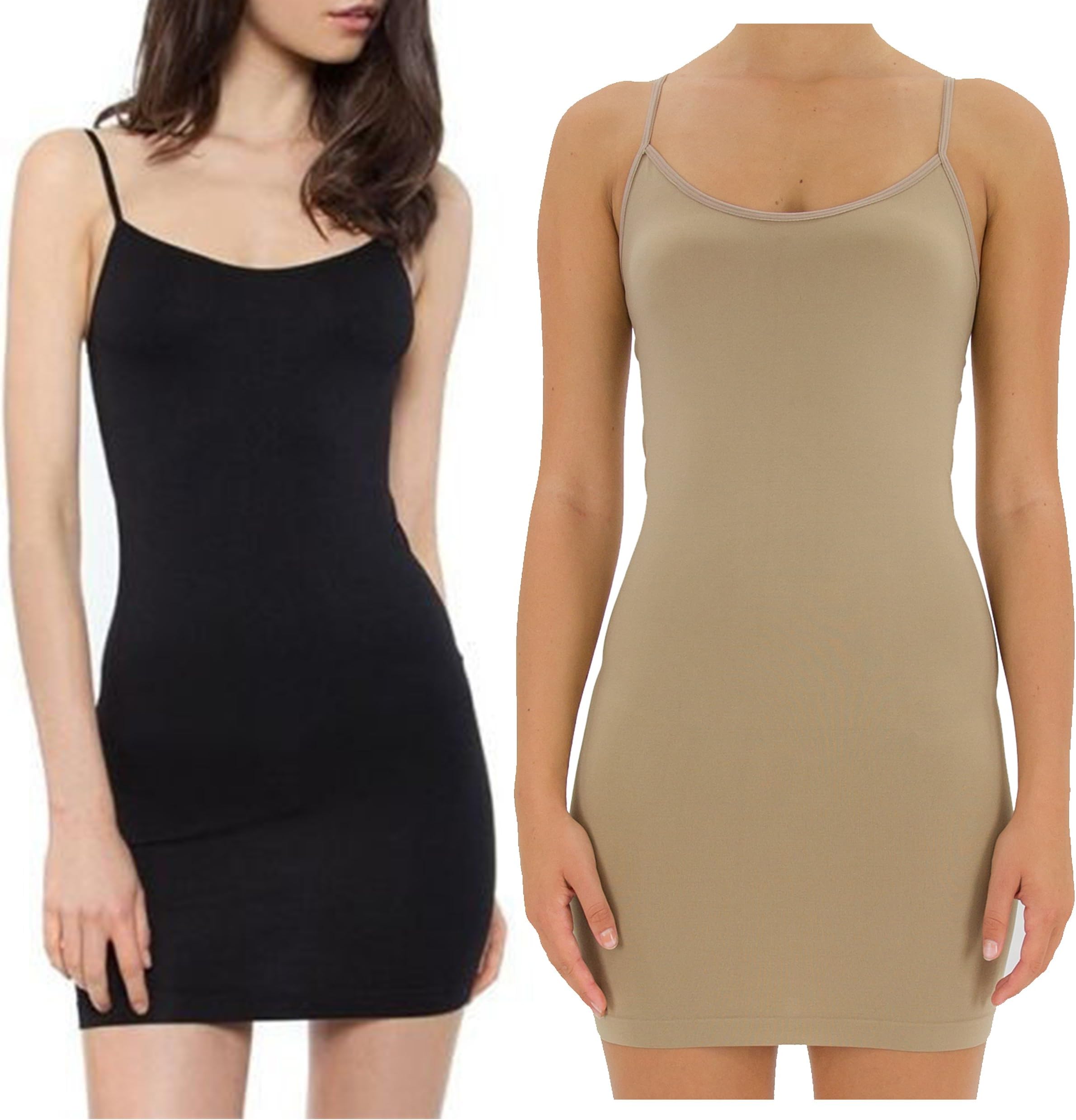 TD Collections Women's Seamless Extra Long Camisole with Spaghetti Strap