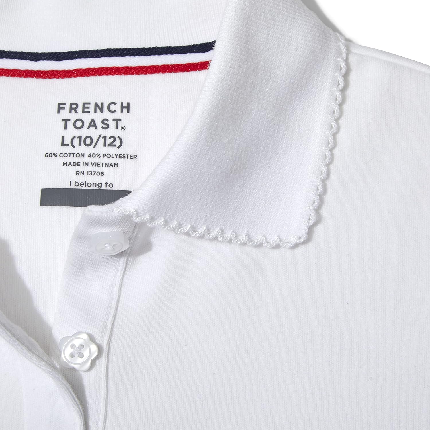 French Toast Girls' Short Sleeve Picot Collar Polo Shirt (Standard & Plus): Clothing