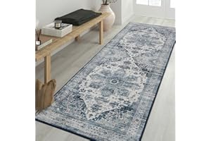 Garvee Washable Runner Rug 2x6 Vintage Hallway Indoor Washable Kitchen Non Slip Bath Mats Low Pile Medal Distressed Retro Acc