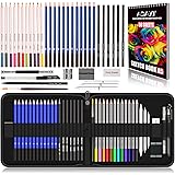 Drawing Pencils with Sketchbook 50 Pages, Colored Pencils 42pcs Set in a Portable Zipper Case, Watercolor Pencils, Sketch Pen