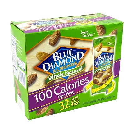 Blue Diamond Almonds 100 Calories Per Bag - 32 Grab And Go Bags,.625 Oz (Individual),20 Oz (Net Weight) 2 Pack ( 64 Total Grab And Go Bags) (658700277842)