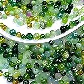 Chuxin 450pcs Glass Beads for Jewelry Making, 6/8mm Assorted Crystal Loose Beads, Green Series Round Spacer Bead Kit for Bracelet Necklace DIY Craft