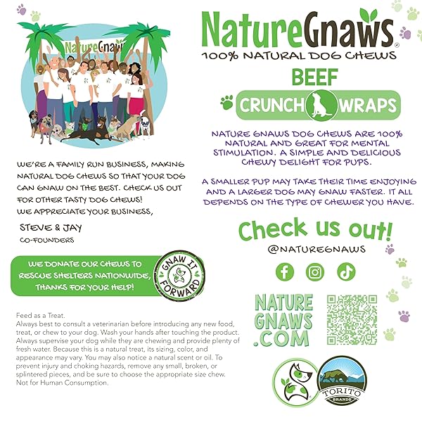 NATURE GNAWS BEEF TRACHEA CRUNCH WRAPS FOR DOGS (3 COUNT) – LONG LASTING NATURAL BEEF JERKY DOG CHEW BONES – RAWHIDE FREE
