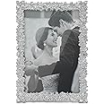 MIMOSA MOMENTS Silver Jewel Picture Frame with Rhinestones, Tabelop Photo Frame Display Horizontal or Vertical 4x6 Inch Photo, Desktop Wedding Anniversary Birthday Gifts for Grandma Mom Couple
