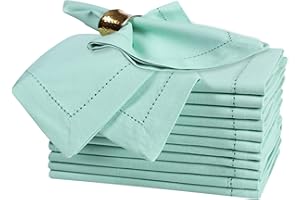Bedding Craft Cotton Cloth Dinner Napkins Set of 12 – 18x18 Bird Egg Gray Hemstitched – Machine Washable Fabric Napkins for W