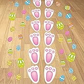 99 PCS Easter Decorations for Floors, 9 Sheets Colorful Easter Floor Decals, Waterproof Bunny Feet Stickers with Eggs Patterns, Bunny Decorations for Home Office Store Party Egg Hunting Game