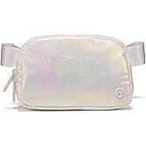 Pander Two Way Zipper Fanny Pack Nylon Everywhere Belt Bag for Women, Water Repellent Waist Packs, Crossbody Bags with Adjustable Strap(Iridescent).