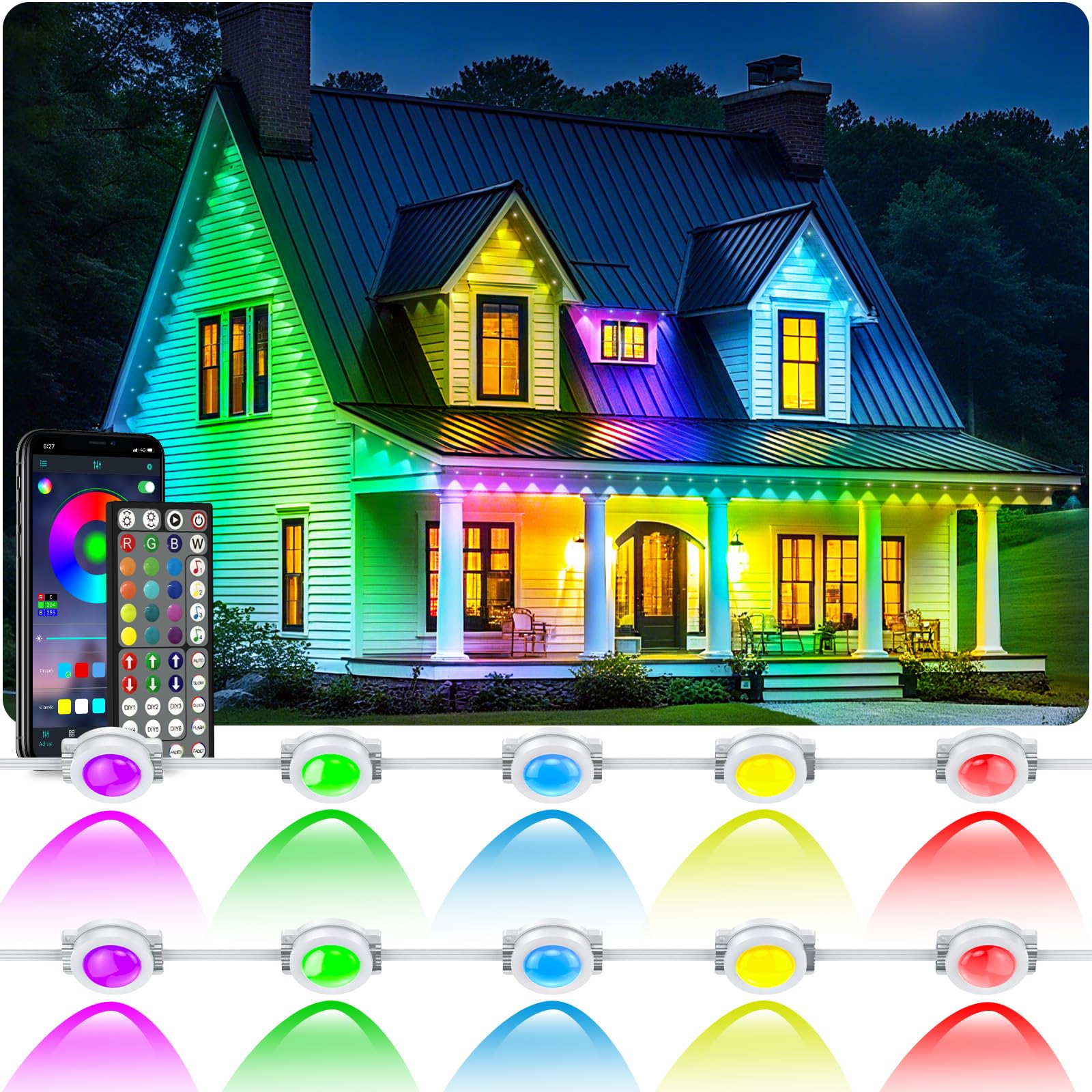 CETELUMA 300FT Permanent Outdoor RGB Lights, IP67