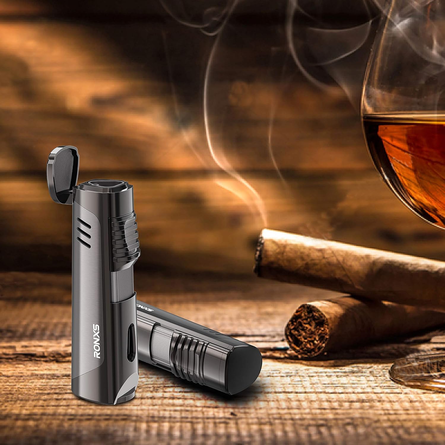 RONXS Jet Lighter, Cool Lighter Windproof Lighter with 3 Flame, Refillable Butane Torch with Punch - Image 3