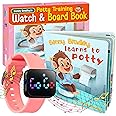 Potty Training Watch & Board Book for Kids – A Water Resistant Potty Reminder Device for Boys & Girls - Train Your Toddler with Fun Musical or Vibration Reminders and Printed Board Book (Pink)