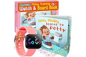 BENNY BRADLEY'S Potty Training Watch & Board Book for Kids – A Water Resistant Potty Reminder Device for Boys & Girls - Train Your Toddler with Fun Musical or Vibration Reminders and Printed Board Book (Pink)