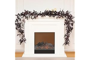 Zeyune Plum Cimicifuga Seeded Garland Artificial Fall Garland Cimicifuga Ramosa Leaf Garland Plum Plant Fall Garland for Fireplace Mantle Garden Autumn Home Wedding Decoration(2 Pcs,6 ft)