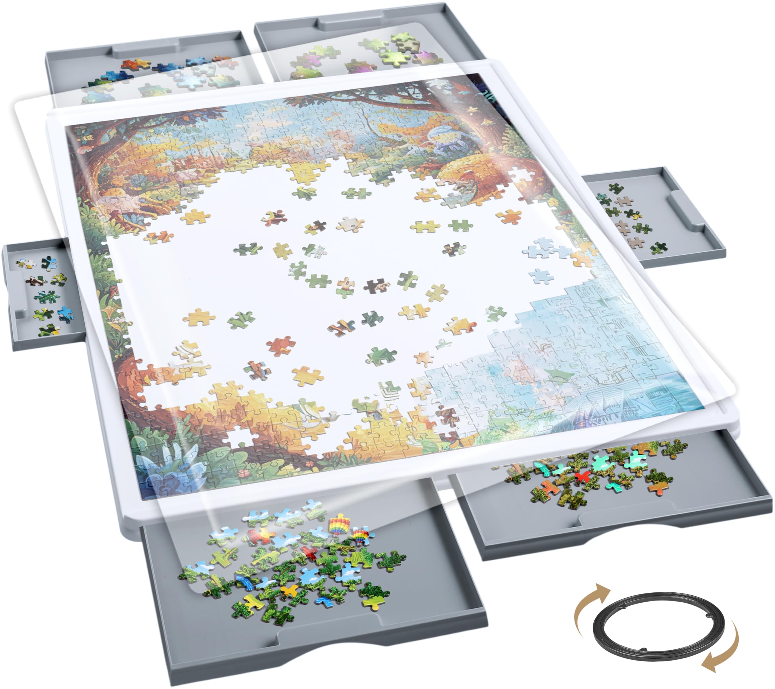 Photo 1 of Puzzle Board for with 6 Storage Drawers & Protective Cover – Jigsaw Puzzle Table - for Adults & Families Home Entertainment & Puzzle Building (1500 Piece Puzzle Board)