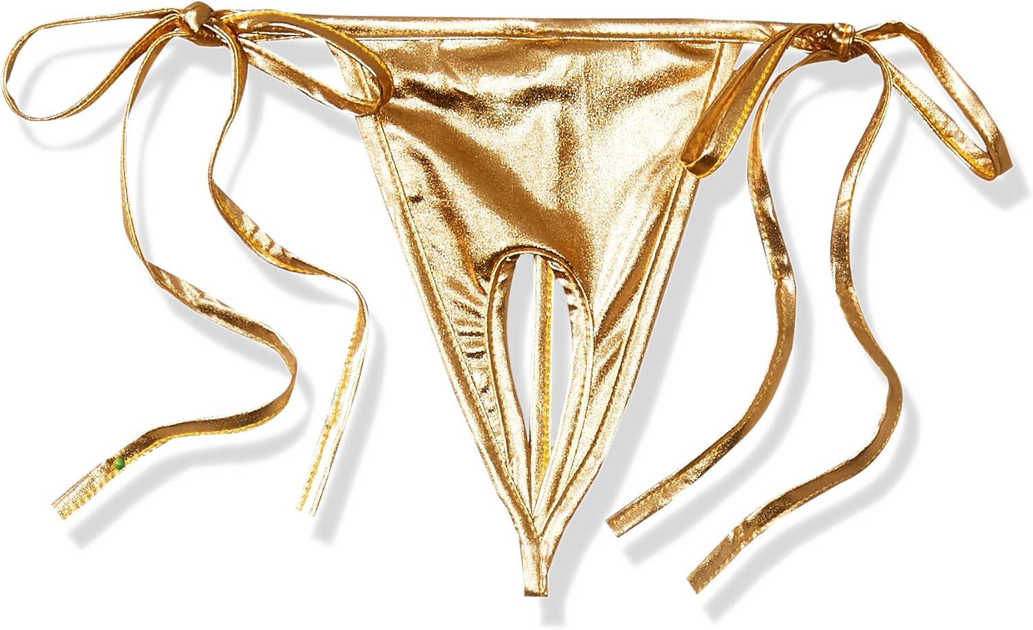 Magic Silk Crotchless Tie Side GString, Gold, One Size