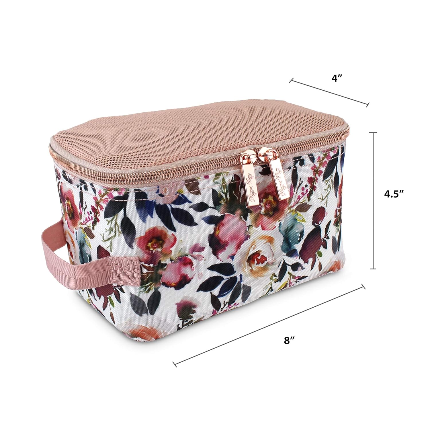 Itzy Ritzy Packing Cubes – Set of 3 Packing Cubes or Travel Organizers; Each Cube Features a Mesh Top, Double Zippers and a Fabric Handle; Blush : Baby