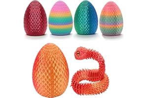 Genhaily 3D Printed Snake Eggs Fidget Toy, ADHD Toys, 3D Printed Animals Exquisite Cute Pet Toy Adults Fidget Toys. Home Office Decor (Red-Yellow)