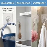 WOVU 20Pcs Heavy Duty Wall Hooks 15 kg Transparent Adhesive No Drill view 4