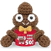 A AIFAMY Inspirational Birthday Gifts for Women Men 40th 50th 60th, Positive Poo Funny Crochet Poo Doll for Men Women Best Friend Gag Gifts Party Decorations (50th Birthday)