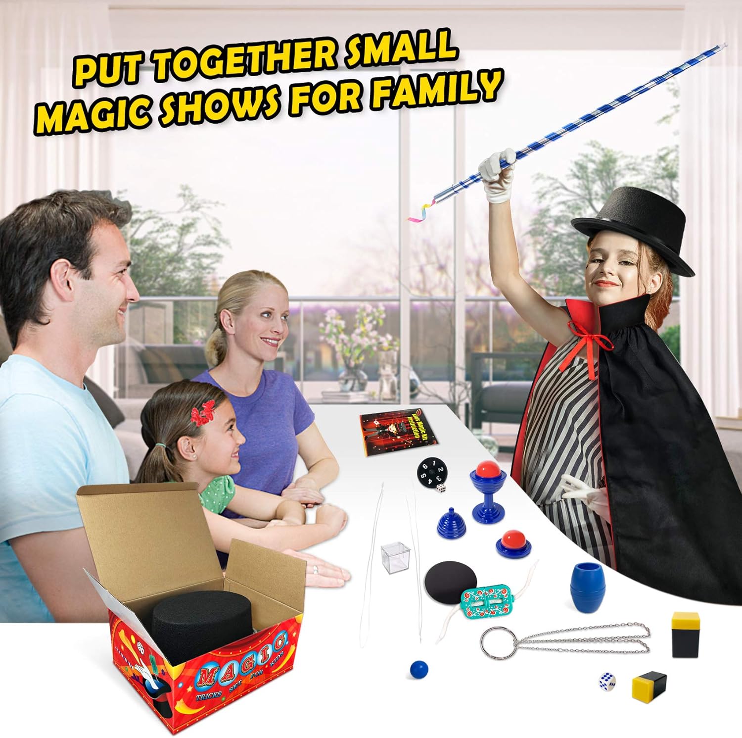 Heyzeibo Magic Tricks Set for Kids - Cosplay Costume Dress & Magic Props, Top Hat, Fancy Dress & More, Age 5+ - Image 3