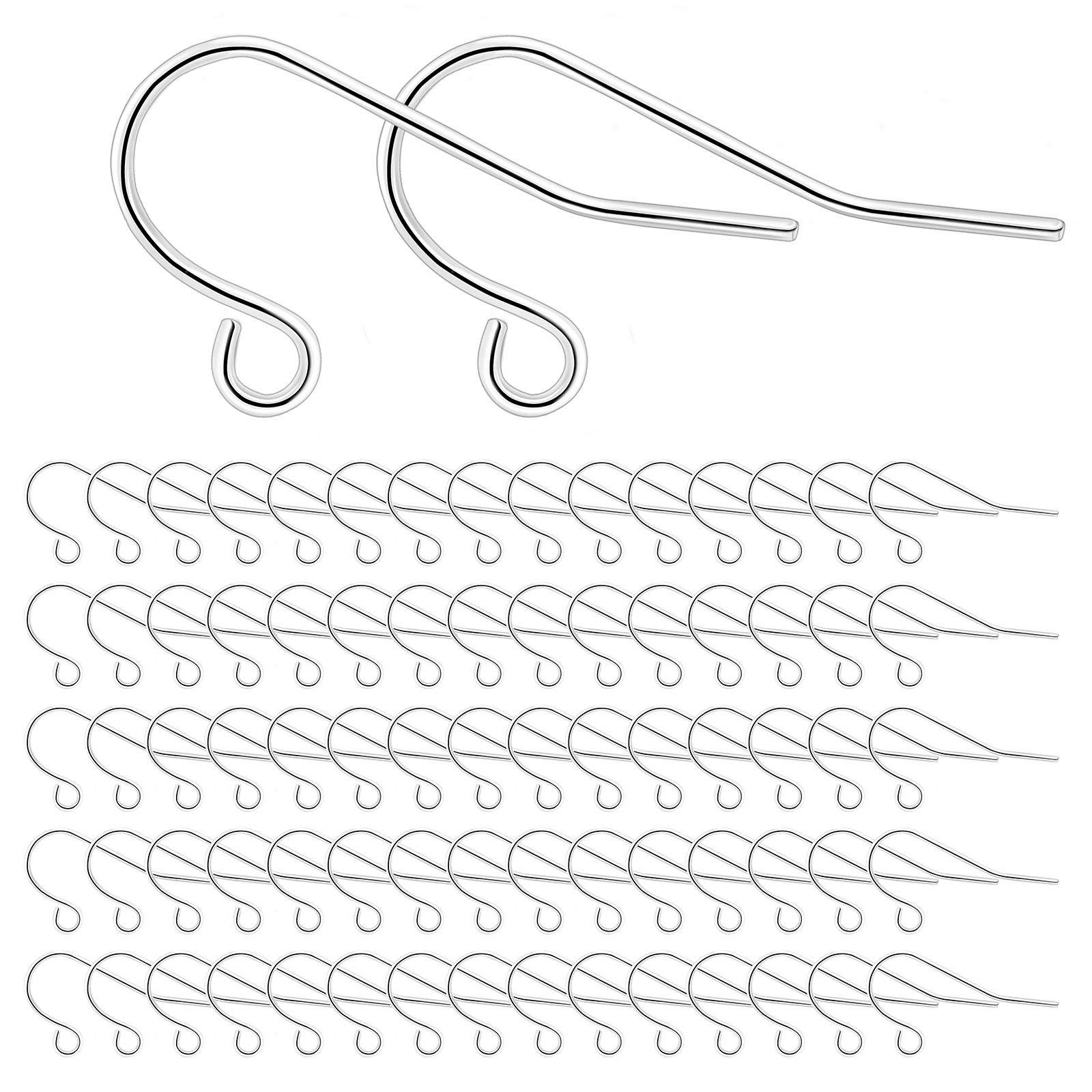 Earring Hooks 925 Silver Plated Ear Wires Fish Hook Earring for DIY Jewelry Customize Making 300 Pcs, Silver