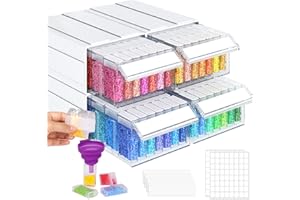 Quefe 4pcs Diamond Painting Storage Containers, 152 Slots Stackable Drawer Bead Organizer with Diamond Painting Accessories for Bead, Diamonds DIY Art Craft, Rhinestones, Seed