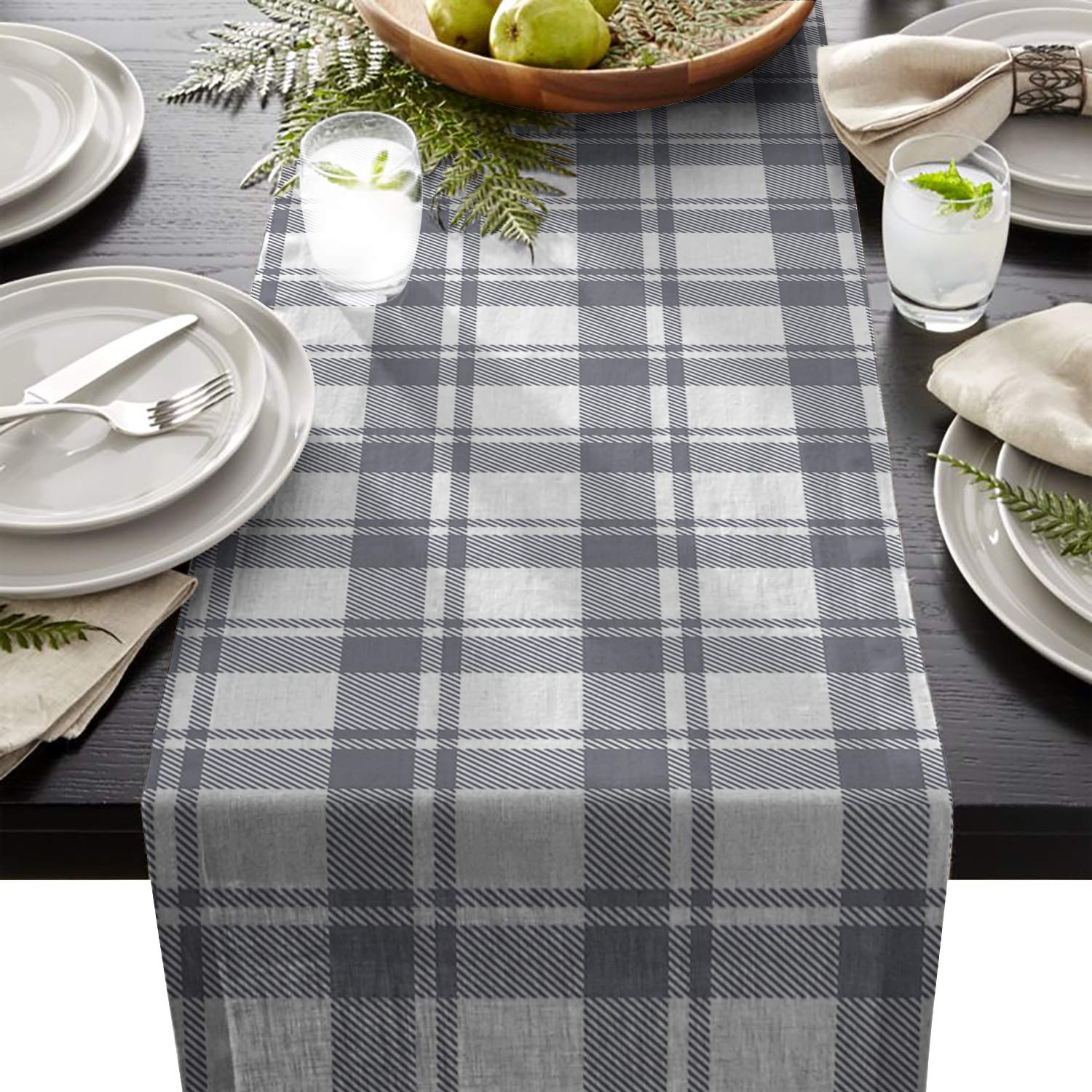 Best Beige Gingham Table Runner