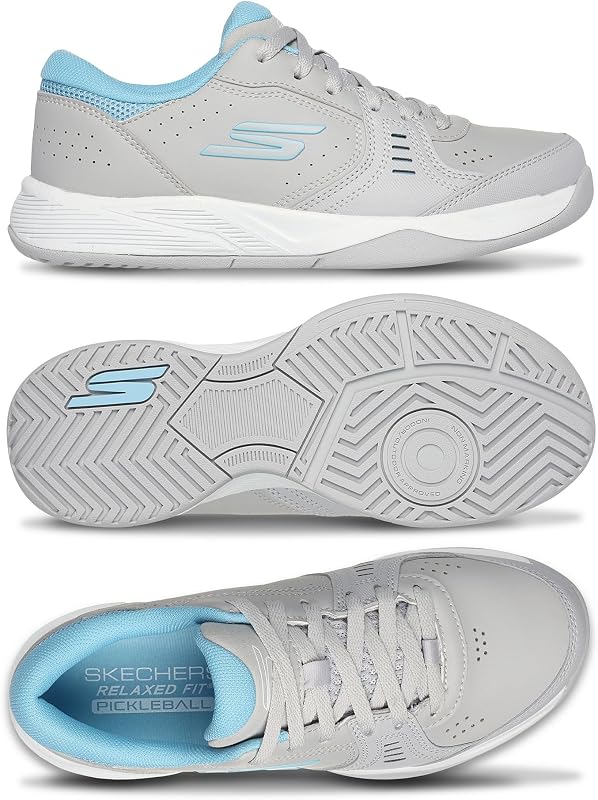 Viper Court Smash - Scarpe da Pickleball da Donna per Interni ed Esterni, vestibilità Comoda, Grigio/Blu, 37 EU