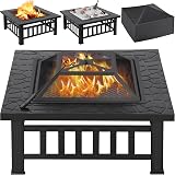 Yaheetech Outdoor Fire Pit 81cm Square 3 in 1 Heat Resistant with Cover