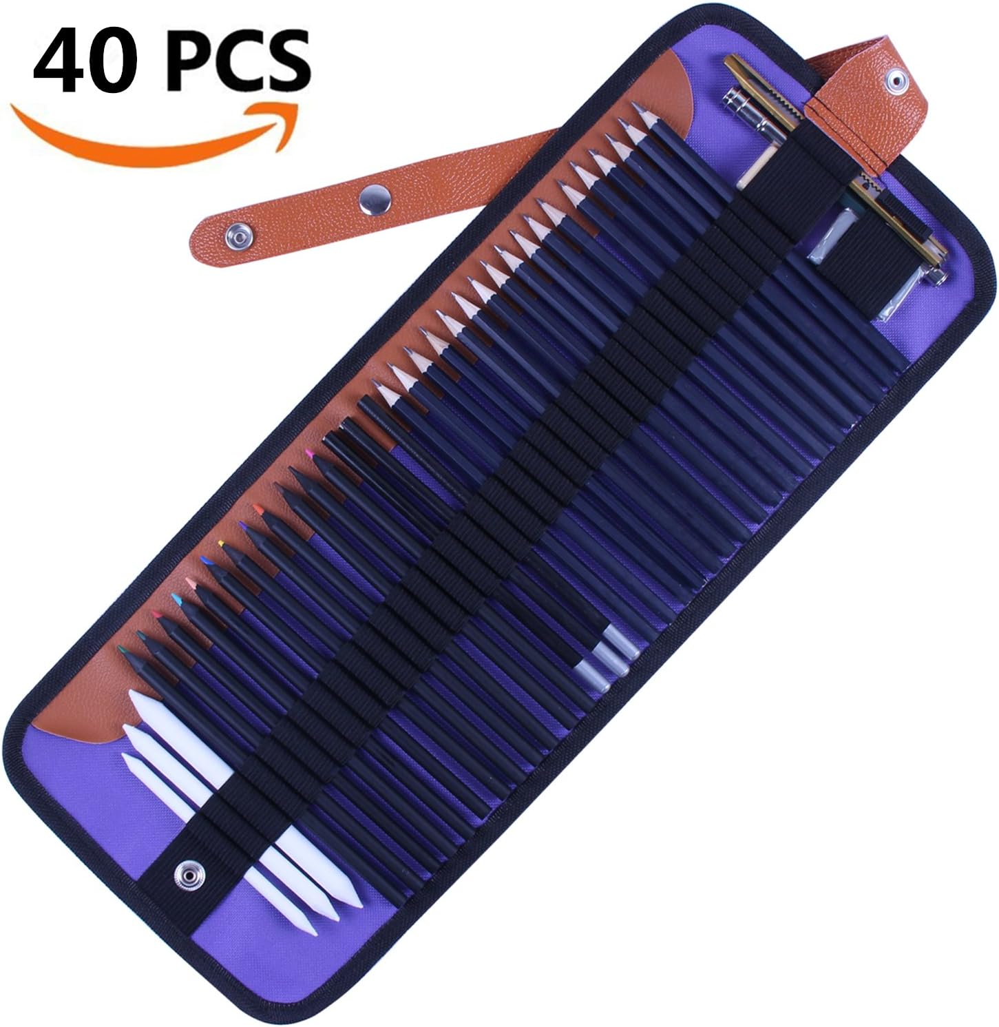 Colored Pencils Charcoal Pencils Set - 18pcs Sketch Charcoal Pencils and 12pcs Colored Pencils with Erasers Craft Knife Pencil Extender for Artists Sketch Lovers Student Children