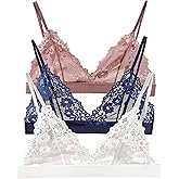 Cotorance Womens Bra No Underwire Lace Unlined Demi Triangle Bralettes