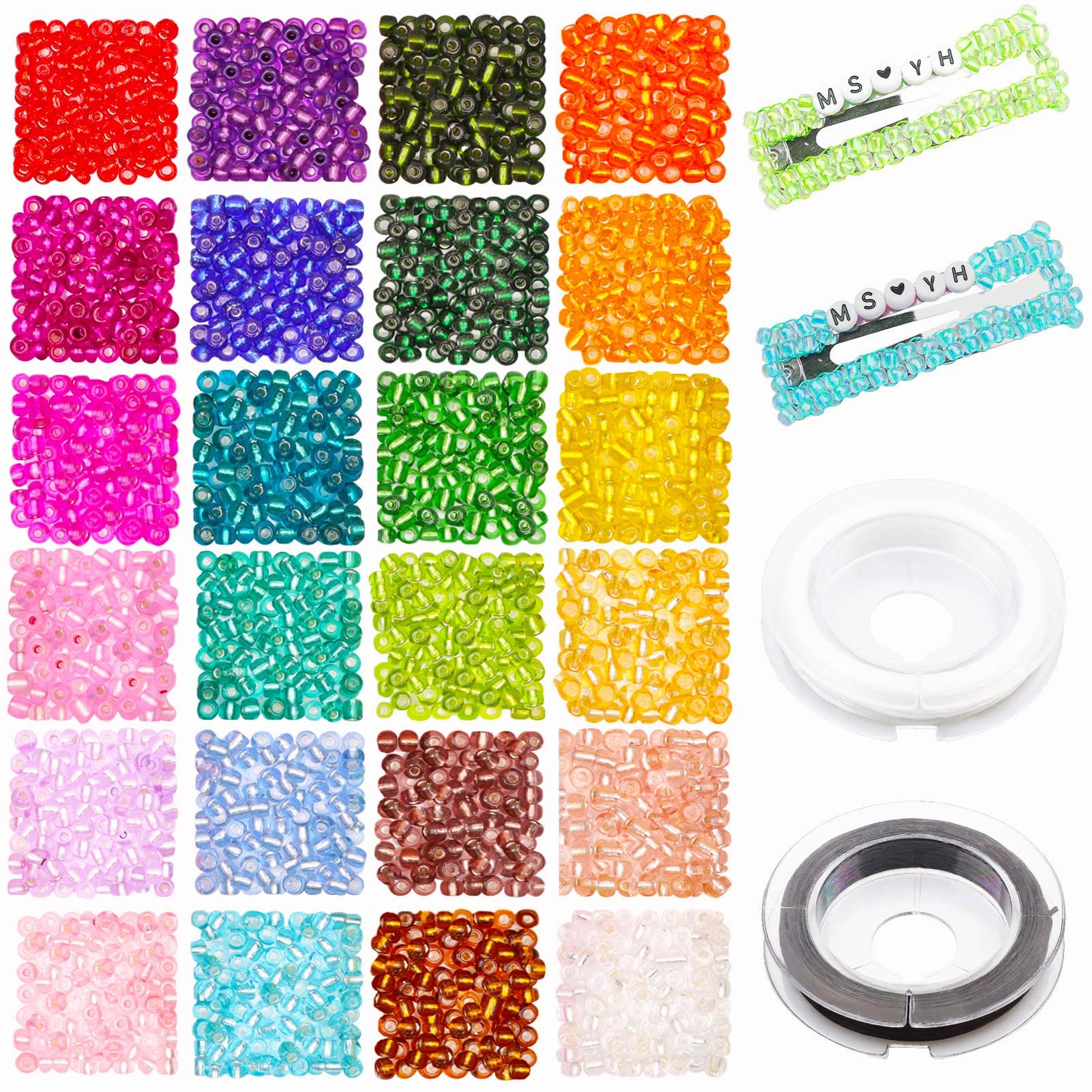 4mm Glass Seed Beads for Bracelet Making Kit,1920pcs 6/0 Small Pony Tiny Beads for Embroidery Necklaces Earrings Crafting, Jewellery Making Kit