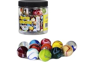 My Toy House Shooter Glass Marbles with Marble Jar For Storage, Set of 12, 1-inch, Assorted Colors