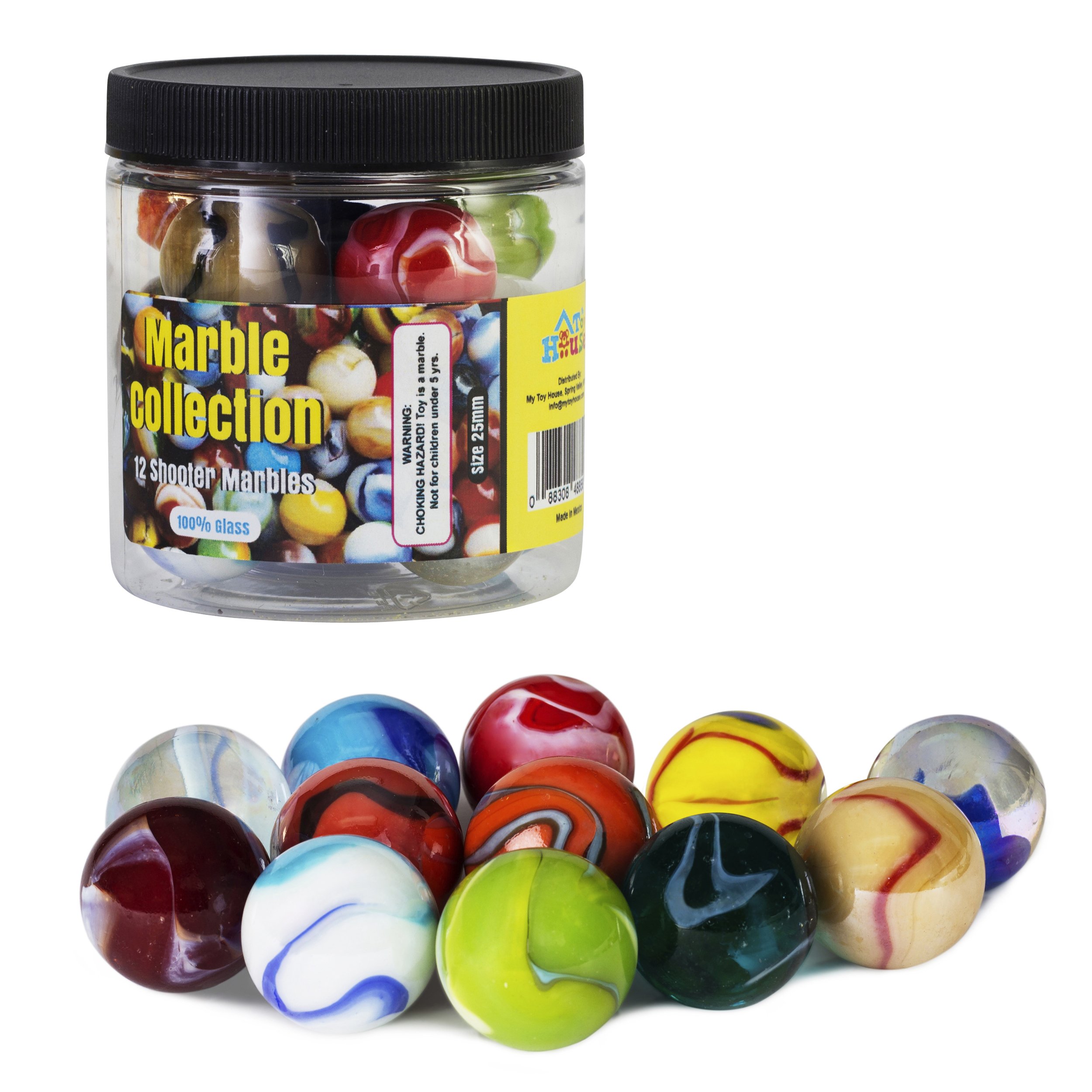 My Toy House Shooter Glass Marbles with Marble Jar For Storage, Set of ...