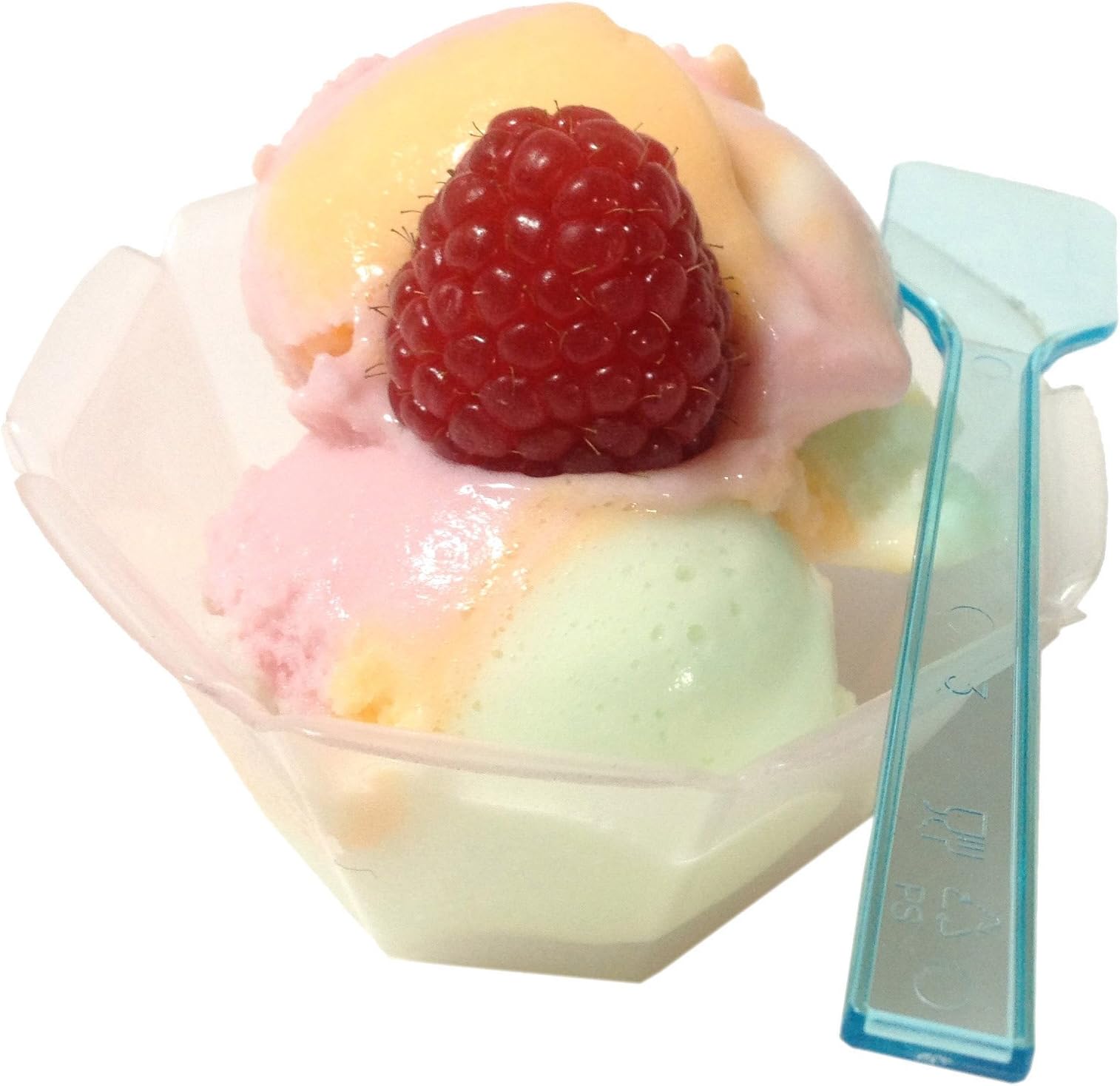 SupaCute Desserts Plastic Sundae Cups - Set of 25 Ice Cream Bowls and 25 Gelato Spoons - 3.04 oz