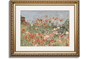 ARPEOTCY Vintage Gold Framed Wall Art, Retro Garden Shoals Sea Sky, Canvas Prints Artwork with Antique Frame, Victorian Wall Paintings Decor for Living Room Gallery, 13x16 inch