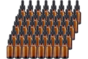 Kingrol 40 Pack Amber Glass Bottles with Glass Eye Dropper, 1/2 oz Dropper Bottles for Essential Oils, Perfumes, Aromatherapy