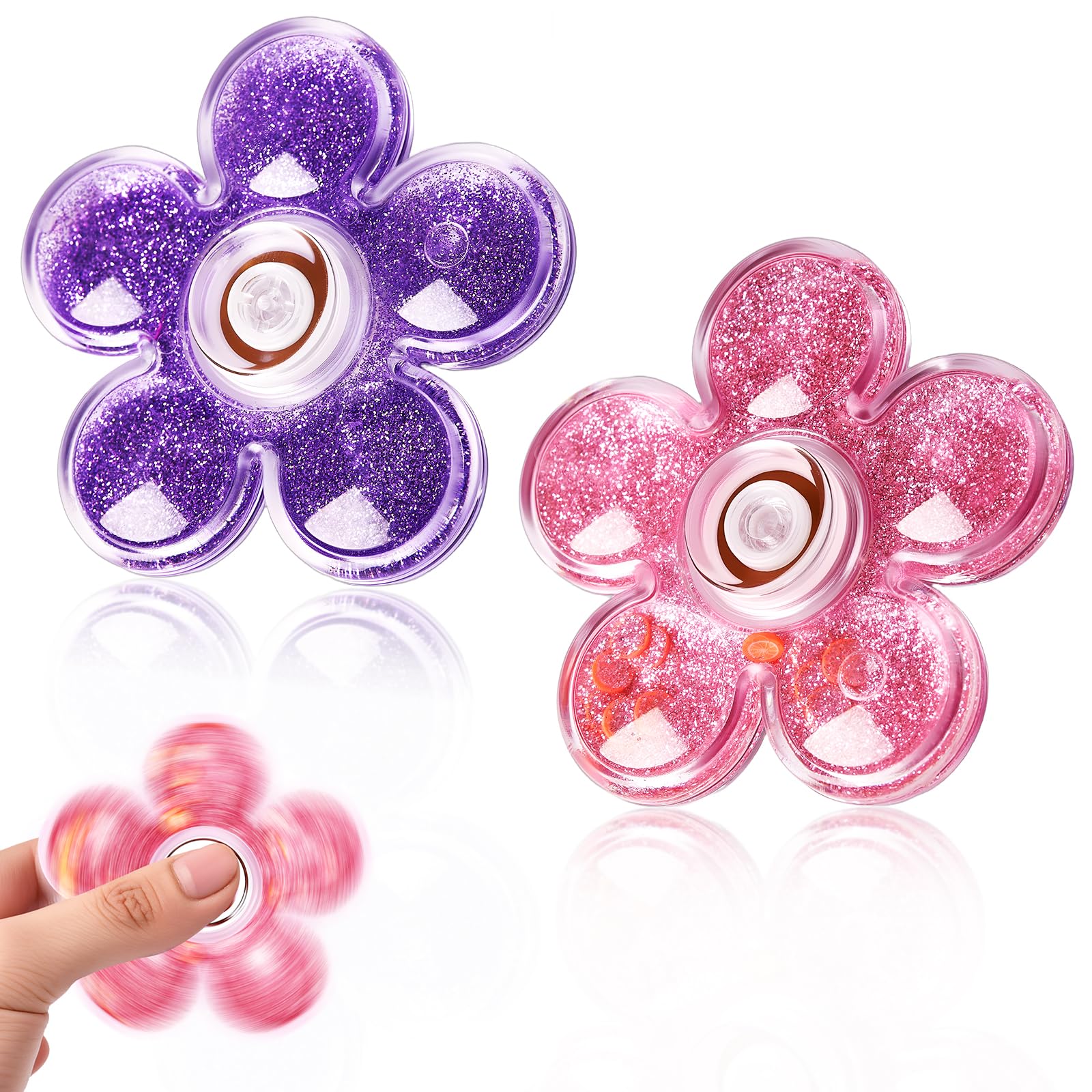 Photo 1 of *USED*
2 Pack Fidget Spinners, Glitter Liquid Sensory Fidget Toys for Kids and Adults, Stress-Relieving Toy, Anxiety-Reducing Toy for School Supplies, Stocking Stuffers, ADHD Anxiety