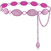 Xiokyo Bling Rhinestone Concho Belt Heavy Metal Western Crystal Chain Belt Cowgirl Sparkly Waist Chain for Women