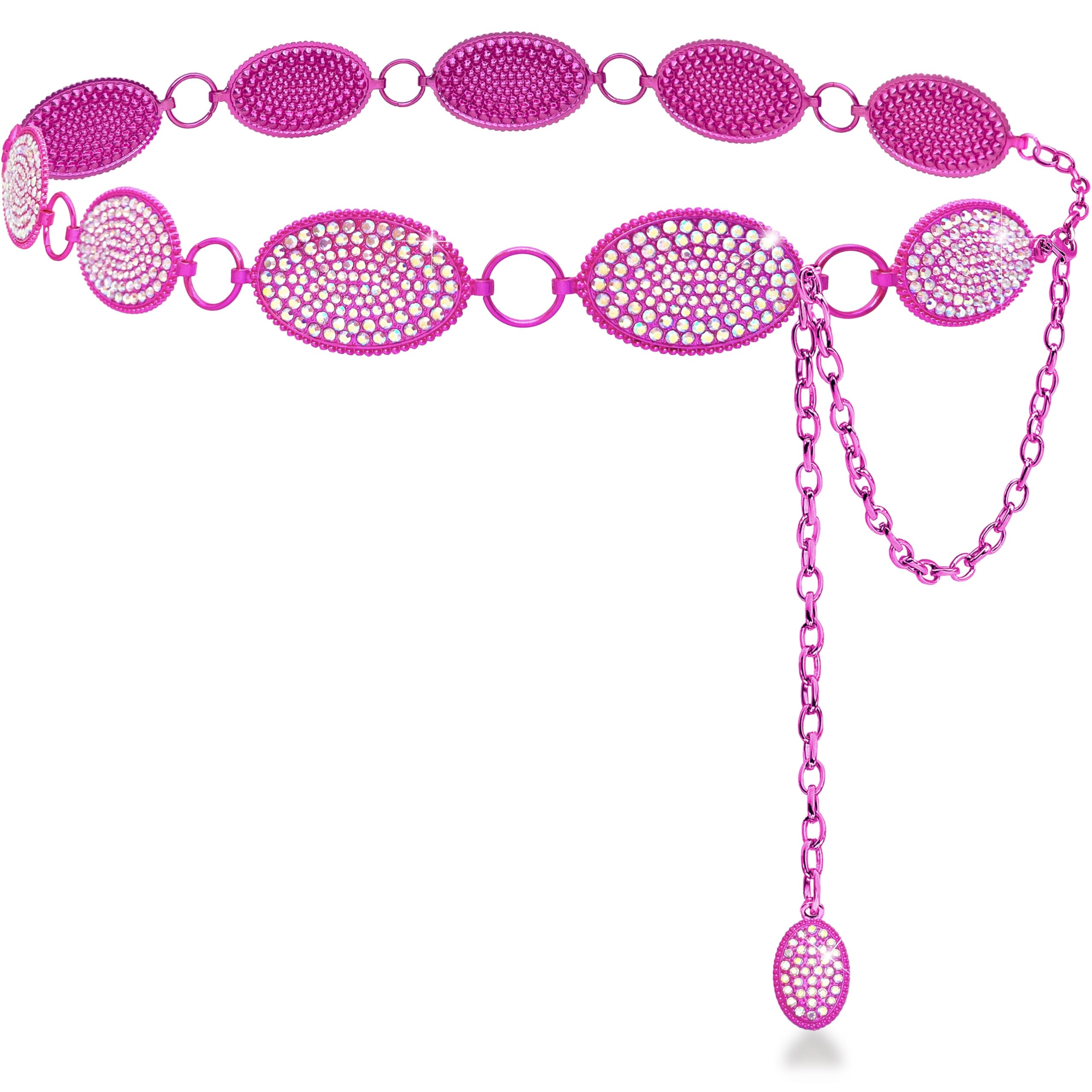 Photo 1 of *** ITEM CORRECT*** Xiokyo Bling Rhinestone Concho Belt Heavy Metal Western Crystal Chain Belt Cowgirl Sparkly Waist Chain for Women Dress (Rose-Colored Crystals, Full-wrap Low Waist 32–34")