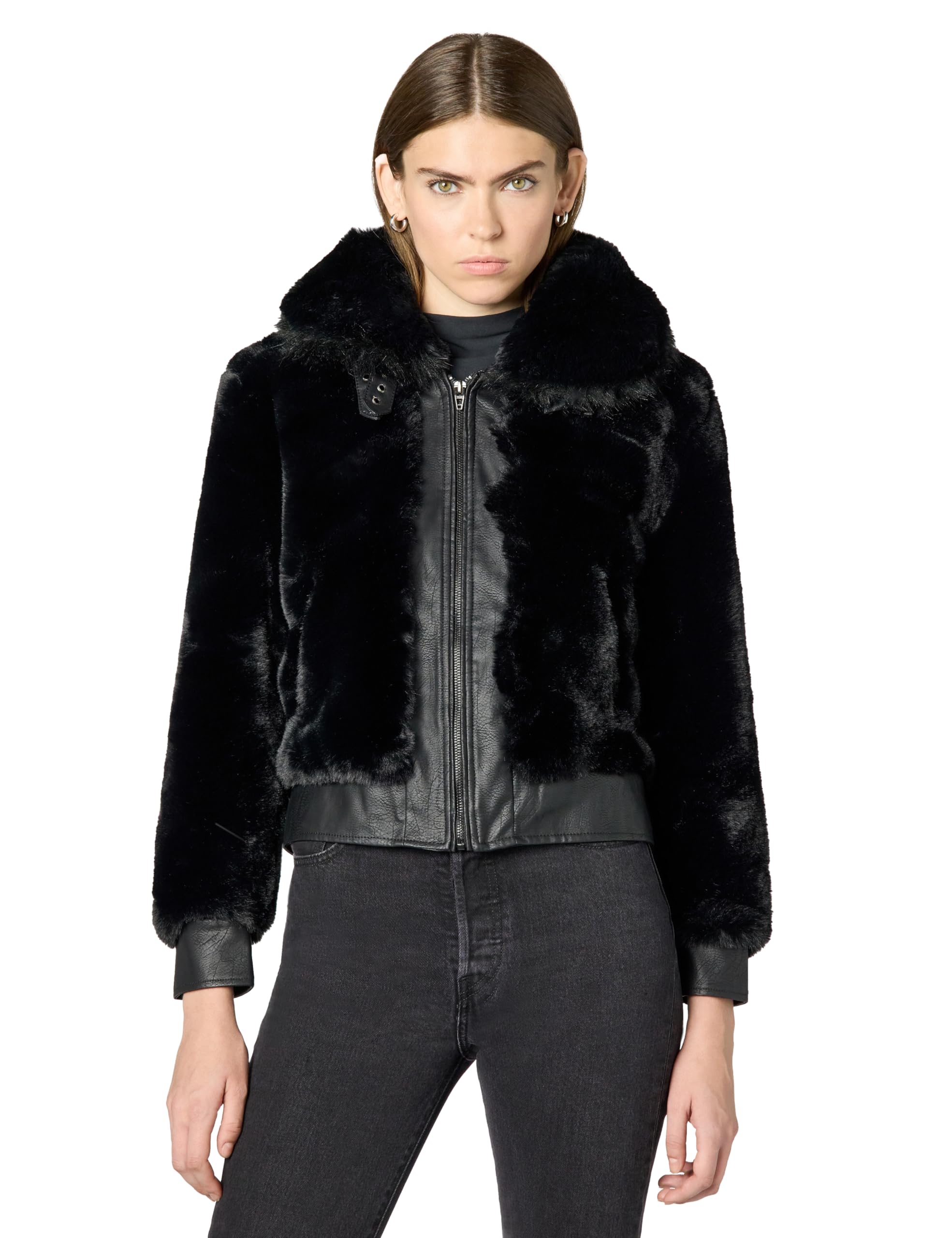 Photo 1 of [BLANKNYC] Women's Faux Fur Coat Outerwear, Black Noise, S