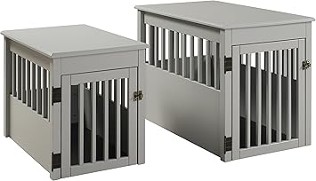 grey wooden dog crate