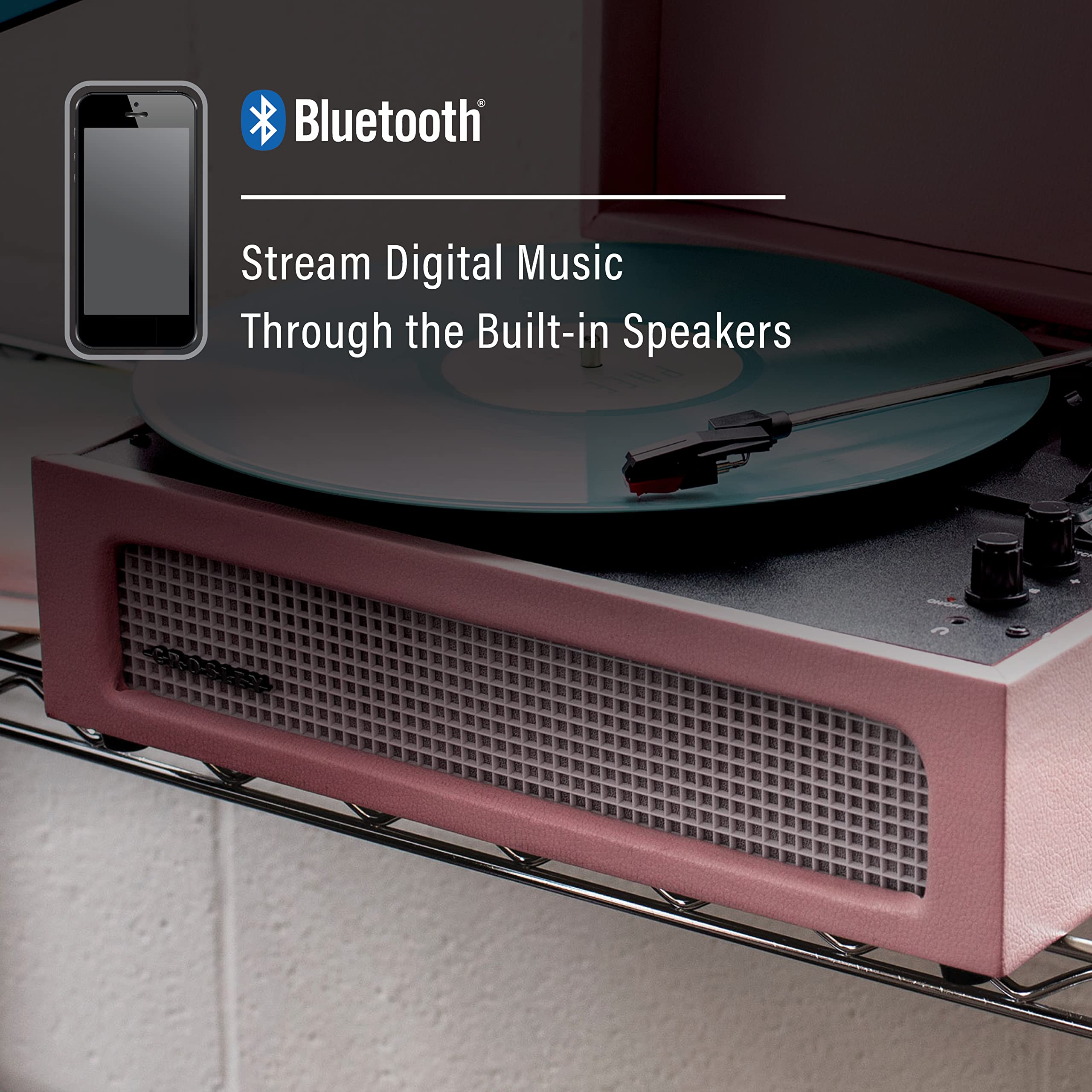 Crosley CR8017B-AM Voyager Vintage Portable Vinyl Record Player Turntable with Bluetooth in/Out and Built-in Speakers, Amethyst