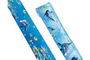 FLFK Peel and Stick Wallpaper Border Wall Decals for Kids Room - Under The Sea Fish Stickers Murals, 4" x 240" (Blue)