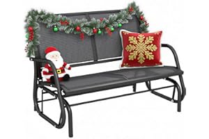 Outsunny 2-Person Outdoor Glider Bench, Patio Double Swing Rocking Chair Loveseat w/Powder Coated Steel Frame for Backyard Garden Porch, Gray