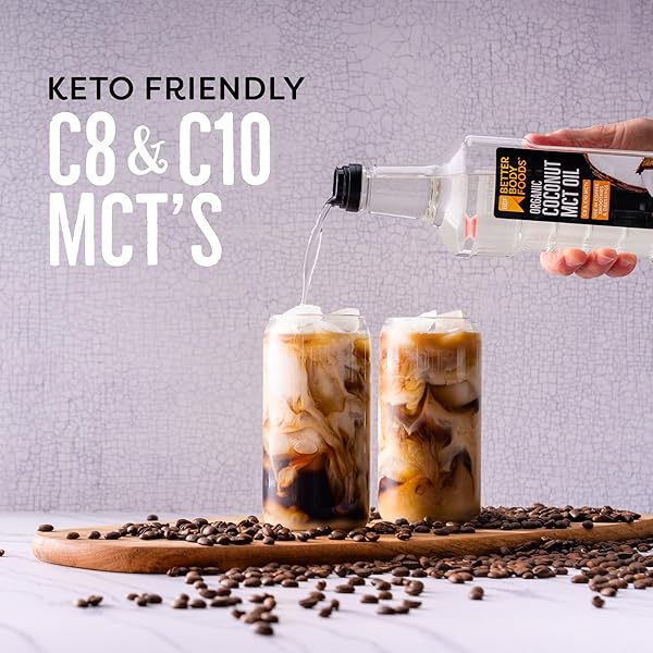 BETTERBODY FOODS ORGANIC COCONUT MCT OIL – ENERGY BOOSTING- KETO-FRIENDLY – C8 & C10 – GLUTEN FREE – 1 LITER, 33.8 FL OZ