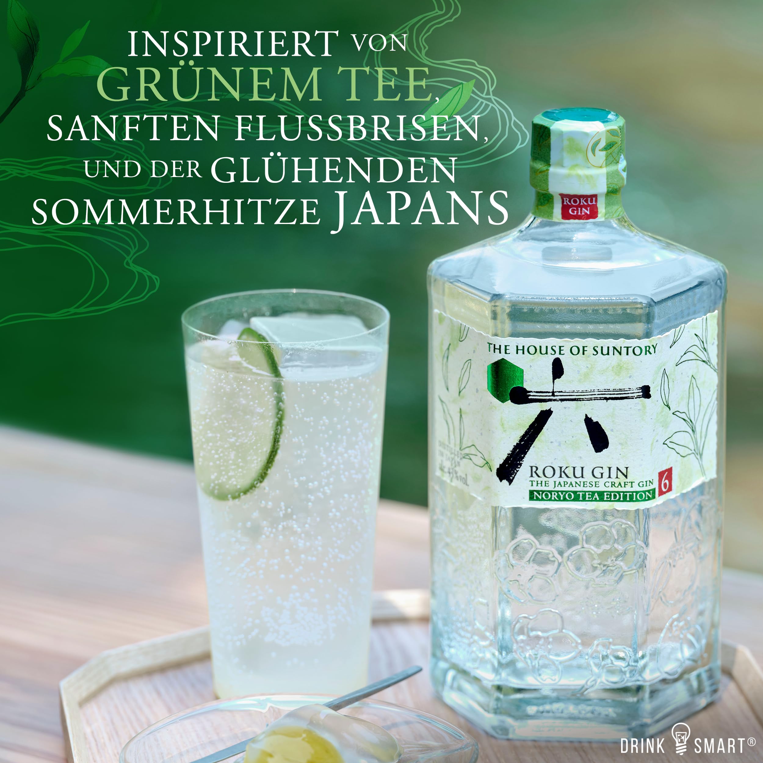 ROKU GIN Noryo Tea Edition | 6 japanische Botanicals | Meisterhaft destilliert in Japan | lebendig frischer Geschmack für Sommer| 43 Prozent Vol | 700ml Einzelflasche 6
